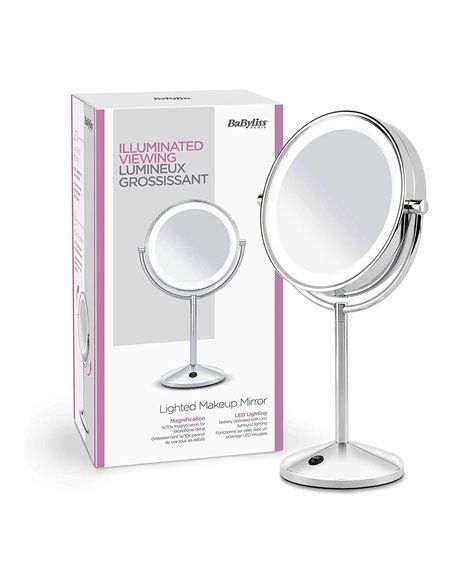 Espejo de maquillaje cromado led x10 aumentos 9436e baybliss