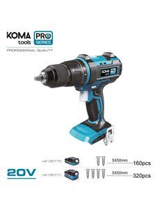 Furadeira/chave de fenda sem escova 20V (sem bateria ou carregador) Mandril de broca Ø13mm 22x25cm KomaTools 2