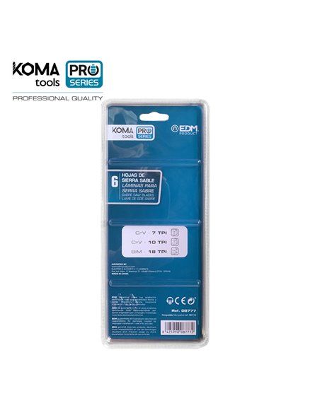 Kit 6 cuchillas de recambio para ref: 08776 koma tools pro series battery
