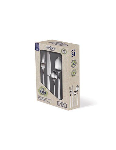 SET 24uds. CUBERTERIA ACERO INOX RECICLADO MATE ROOT SG7770 SAN IGNACIO