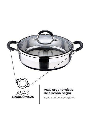Tartera ø28x7,5cm 3,8l acer inoxidable con tapa foodies bgmp-1503-bk masterpro. esta cacerola ø28x7,5cm con capacidad de 3.8l. o