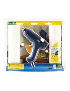 Pistola de cola eg111 + 500g. cola trasparente 40303076 rapid. conjunto de puesta en marcha que incluye 500g de cola multiusos.  2