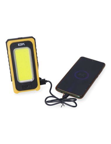Linterna led solar recargable con gancho e imán cob 10w 750lm edm