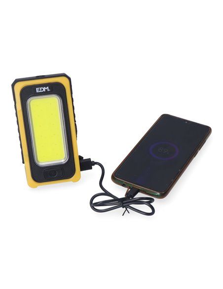 LINTERNA LED SOLAR RECARGABLE CON GANCHO E IMÁN COB 10W 750lm EDM
