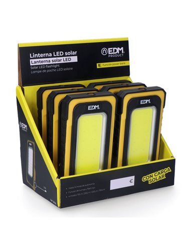 LINTERNA LED SOLAR RECARGABLE CON GANCHO E IMÁN COB 10W 750lm EDM