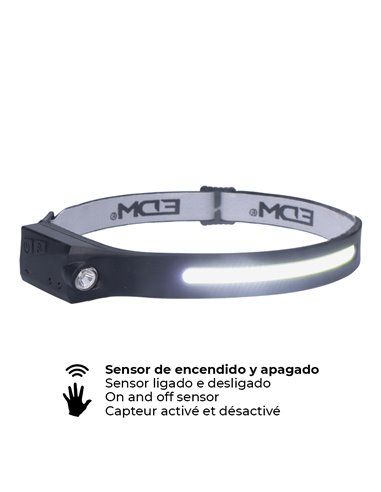 LINTERNA FRONTAL CON SENSOR COB 8W 280lm/100lm + SPOT LED 3W 90lm/40lm EDM