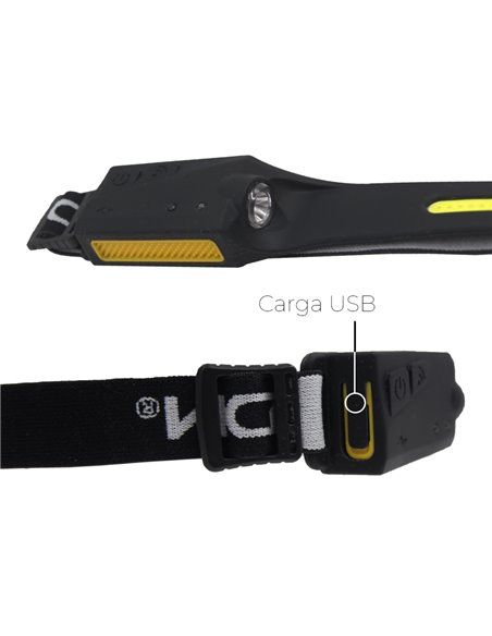 LINTERNA FRONTAL CON SENSOR COB 8W 280lm/100lm + SPOT LED 3W 90lm/40lm EDM