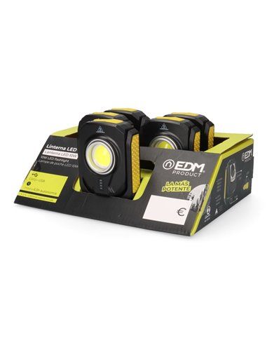 Linterna 1 led 10w 900lm compact recargable. base magnetica. edm