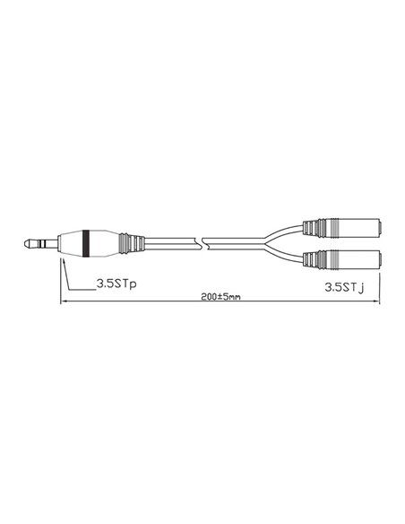 Cable 20cm adapt. audio 1m a 2h jack 3,5 stereo logilink