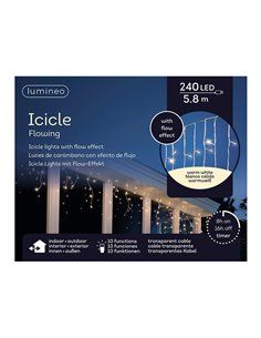 CORTINA LED ICICLE LIGHTS PARPADEANTE 5,8m 240 LEDS LUZ CALIDA 2