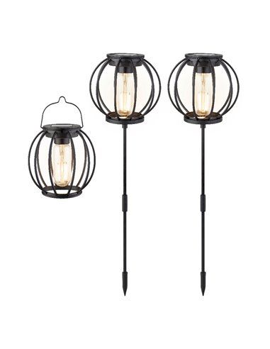 Conjunto de 3 Luzes Solares de Jardim Ø13x43cm 3lm
