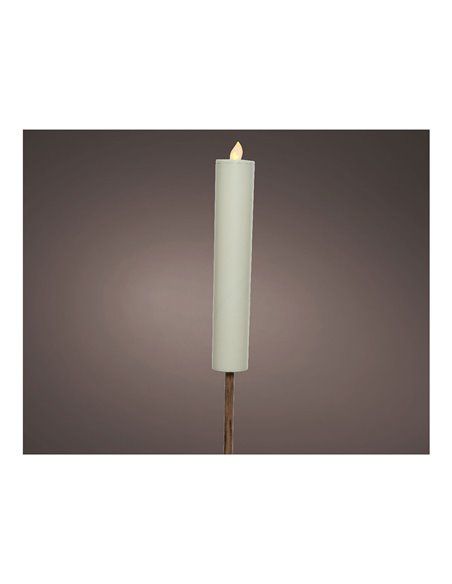 Vela Solar Efeito Chama Ø4x90cm Branca Lumineo