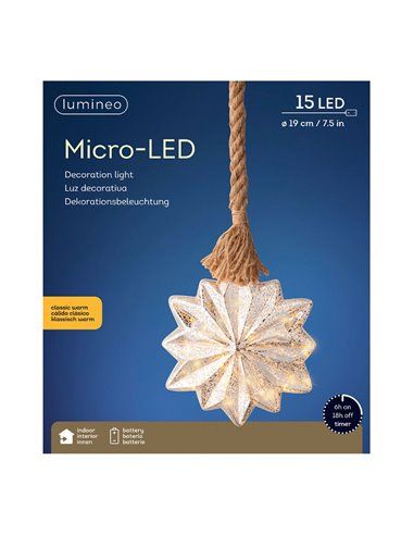 ESTRELLA MICROLED Ø19X25CM 15 LEDS