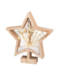 ESTRELLA DE MADERA CON MICROLEDS 4X26X28CM 25 LEDS 2