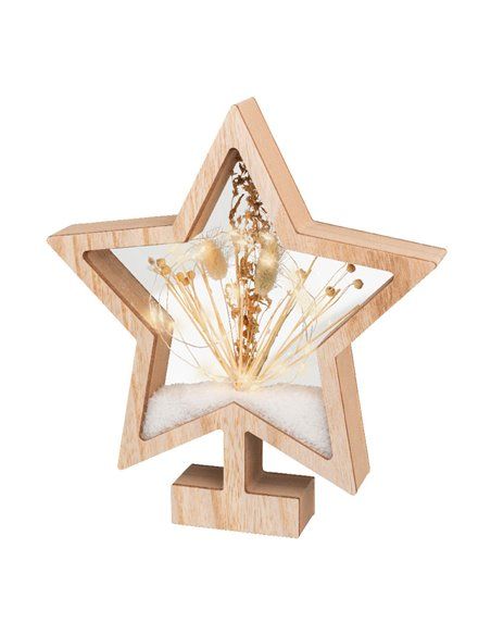 Estrela de Madeira com MicroLEDs 4x26x28cm 25 LEDs