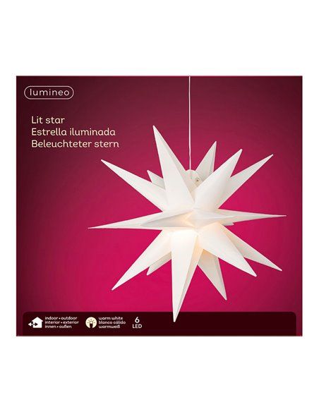 ESTRELLA BLANCA ILUMINADA Ø40X40CM 6 LEDS