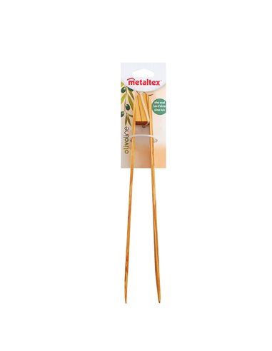 Pinza servir madera de olivo metaltex