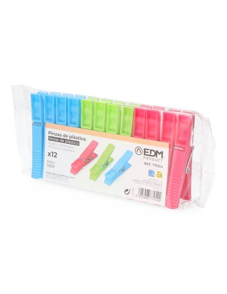 PACK 12 PINZAS DE PLASTICO GIGANTE EDM