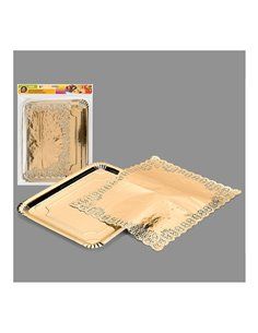 BOLSA CON 1 BANDEJA RECTANGULAR CON BLONDA ORO 31x38cm 2
