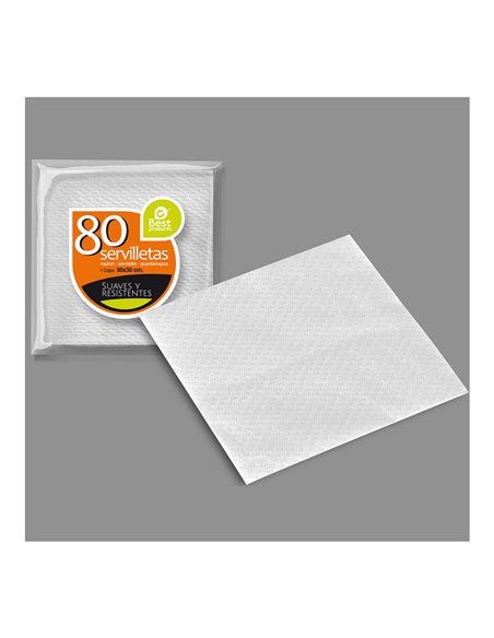 Saco com 80 Guardanapos de Papel 1 Folha Branco 30x30cm