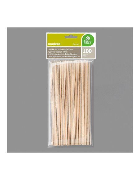 BLISTER 100 PINCHOS DE MADERA HIGIENICO DE 200x2mm