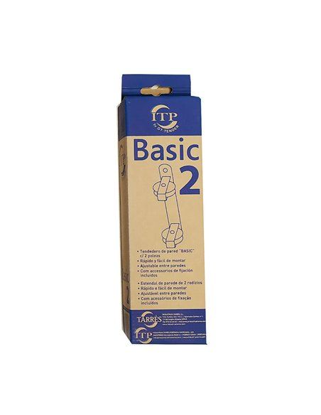 Tendedero de pared basic c/2 poleas blanco 25x5x5cm. sencillo pero muy práctico para montar junto al techo,aprovechando en espac
