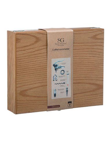 Caixa de Madeira Sommelier 9 Peças