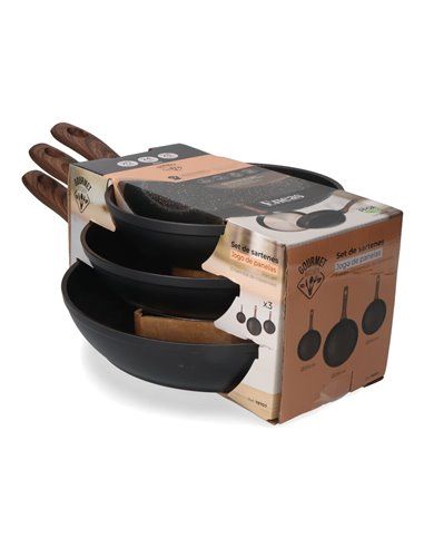 Conjunto de 3 Panelas Antiaderentes "Eneas Series" Cozinha Gourmet