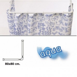 Barra Para  Cortina Ducha Universal Aluminio Blanco 80x80 cm.