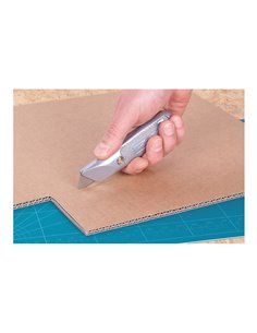 Cúter con cuchilla trapezoidal estándar cúter de cuchilla fija carcasa metálica con superficie especial para un agarre antidesli 2