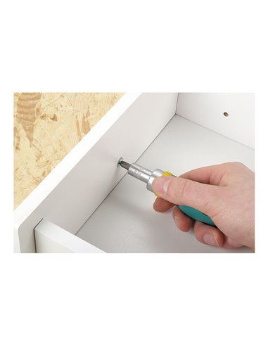 Miniatornillador manual con función de carraca para atornillar y desatornillar sin reposicionar la herramienta piezas en el jueg