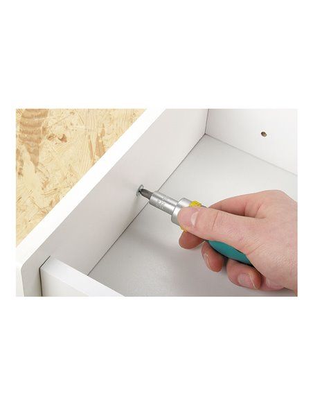 Miniatornillador manual con función de carraca para atornillar y desatornillar sin reposicionar la herramienta piezas en el jueg
