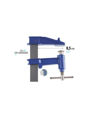 Aprieto piher e-20cm ref. 03020. aprieto modelo e con alcance de 8,5cm. y llanta de 30x8 mm. fuerza máxima de 900kg. llanta de a