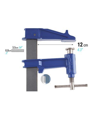 Aprieto piher f-40cm ref. 04040. aprieto modelo f con alcance de 12cm. llanta 35x8 mm. fuerza máxima 900kg. llanta de acero lami