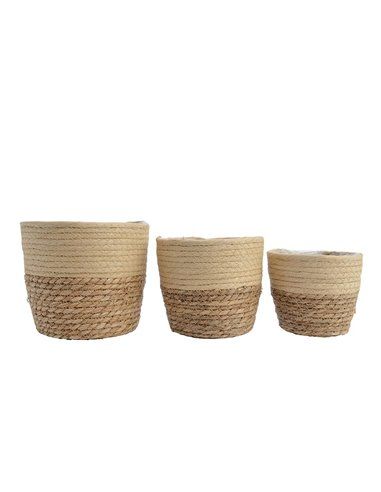 CONJUNTO DE 3 CESTOS DE YUTE Ø20 20X20X17CM
