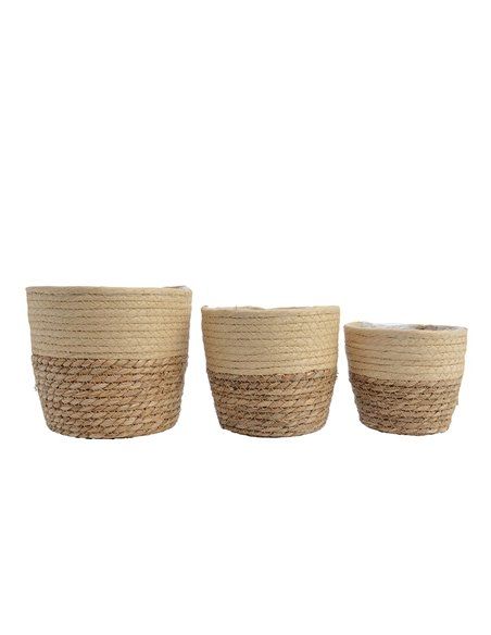 CONJUNTO DE 3 CESTOS DE YUTE Ø20 20X20X17CM