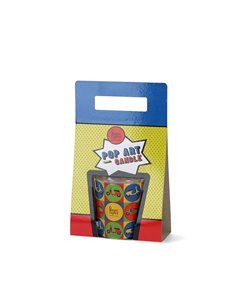 Vela en vaso pop art ø7,5cm al.8,4cm moto magic lights 2