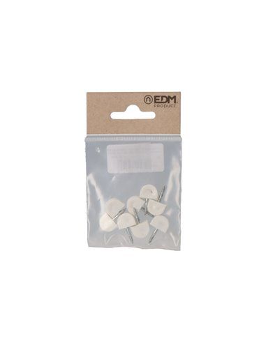 PACK 8uds. PORTA-ESTANTE SEMI REDONDO PEQUEÑO BLANCO