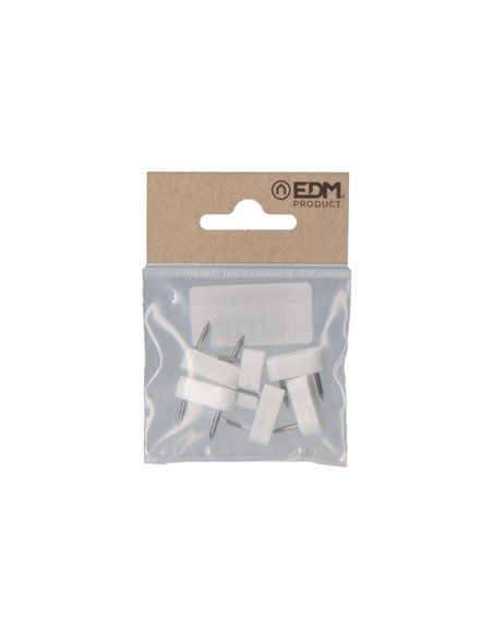 Pack 6uds. tope armario 2 puntas 7x18 blanco edm