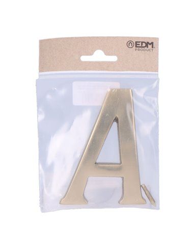 Letra a latón pulido 10cm fijación invisible edm. incluye fijación. ideal para: casas, puertas, portales, rellanos, etc.