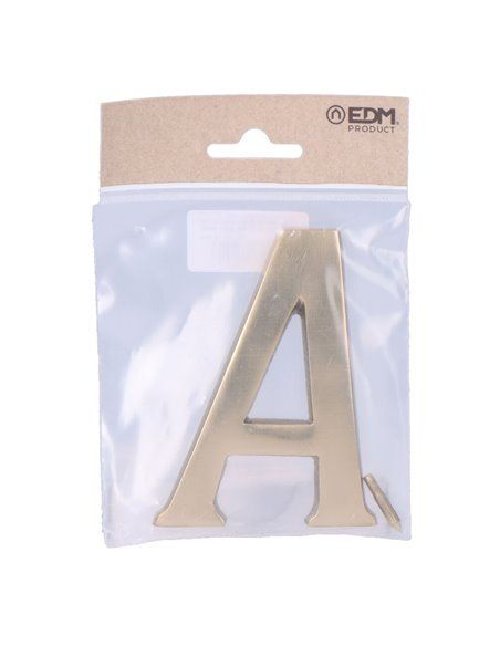 Letra a latón pulido 10cm fijación invisible edm. incluye fijación. ideal para: casas, puertas, portales, rellanos, etc.
