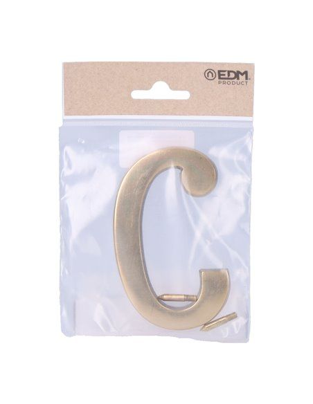 Letra c latón pulido 10cm fijación invisible edm. incluye fijación.deal para: casas, puertas, portales, rellanos, etc.