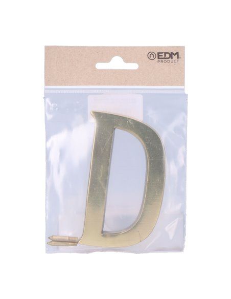 Letra d latón pulido 10cm fijación invisible edm. incluye fijación.deal para: casas, puertas, portales, rellanos, etc.