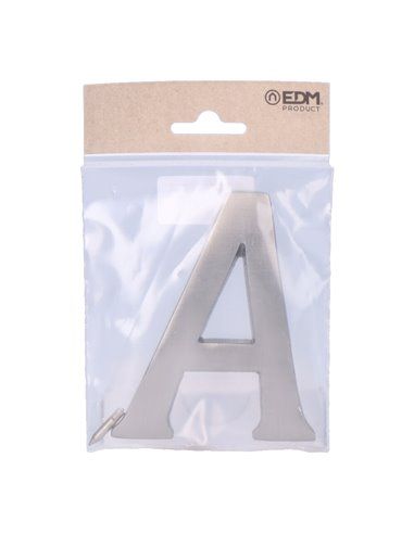 Letra a niquel mate 10cm fijación invisible edm. incluye fijación. ideal para: casas, puertas, portales, rellanos, etc.
