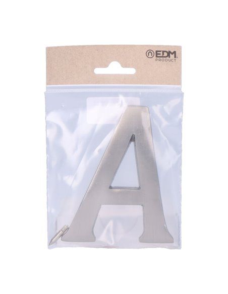 Letra a niquel mate 10cm fijación invisible edm. incluye fijación. ideal para: casas, puertas, portales, rellanos, etc.