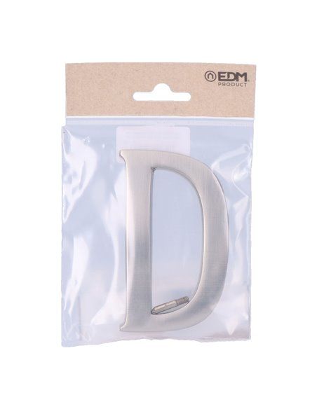 Letra d niquel mate 10cm fijación invisible edm. incluye fijación. ideal para: casas, puertas, portales, rellanos, etc.