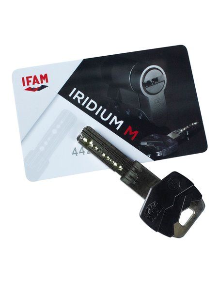 Cilindro iridium m irm3040l. latón 70mm (30+40mm) leva larga 15mm. con 5 llaves de seguridad. ifam