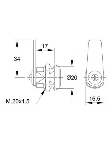 IFAM 111 A Níquel Lock Língua Reta 34mm com 2 Chaves
