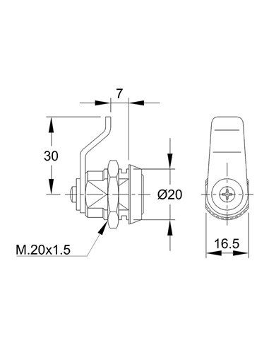 IFAM 111 C Níquel Lock Língua Curva 30mm com 2 Chaves