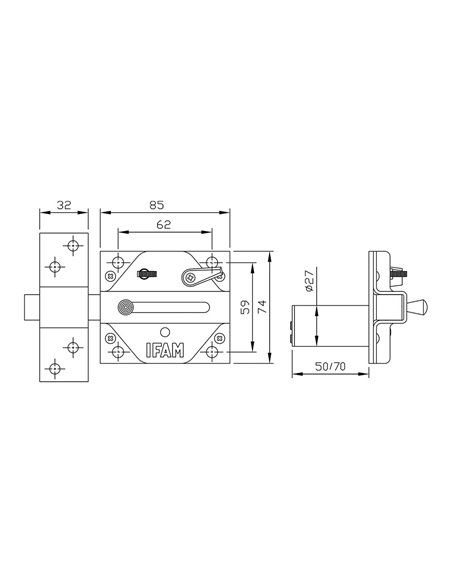 CERROJO CS88SC M50. ACABADO CROMO SATINADO. CILINDRO 50mm. CON 5 LLAVES DE SEGURIDAD. IFAM